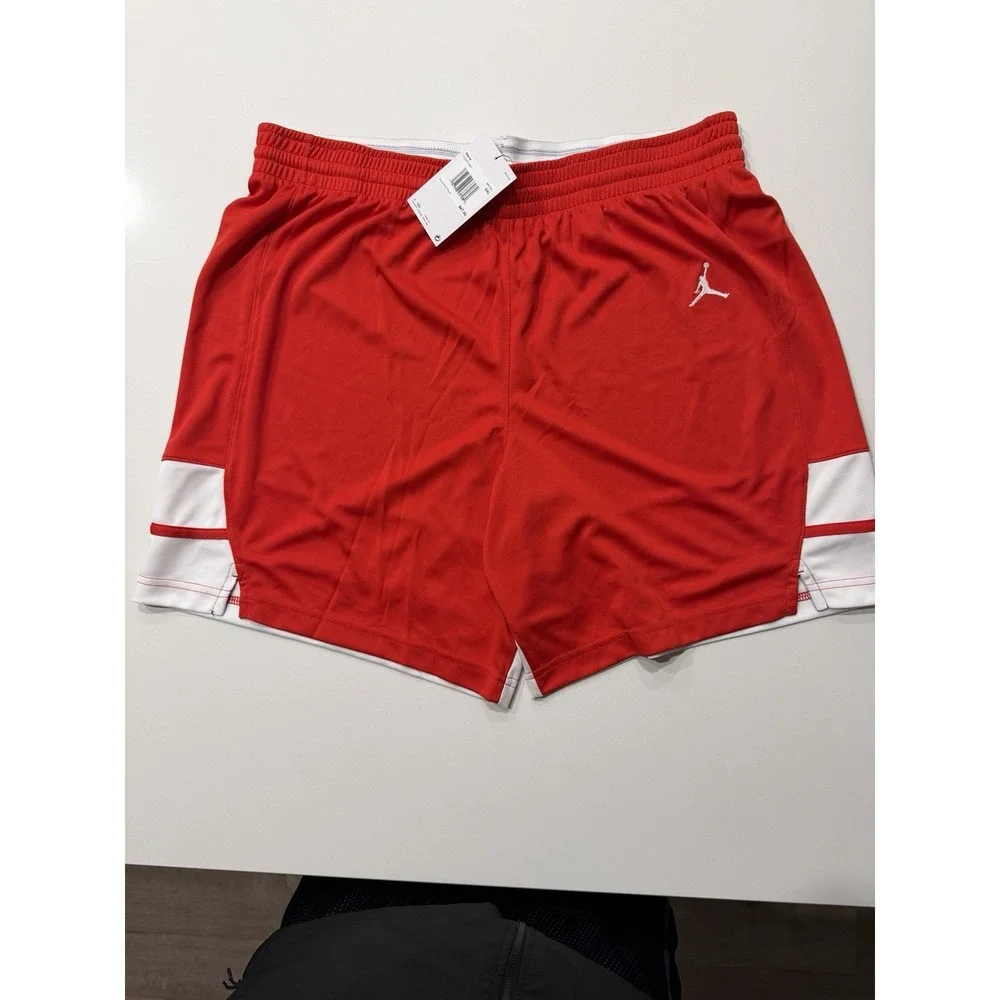 Jordan Stock Overtime Basketball Game Shorts Red White FQ5375-657 Mens XXL